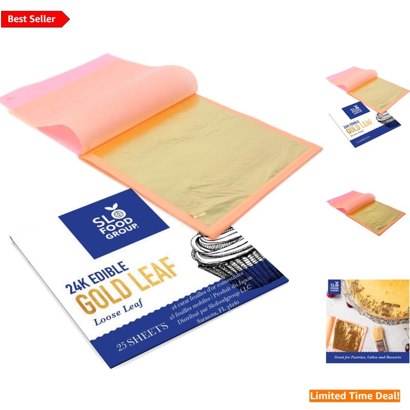 3.15in Edible Gold Leaf Sheets – Kosher Certified Luxury for Crafts and Culinary