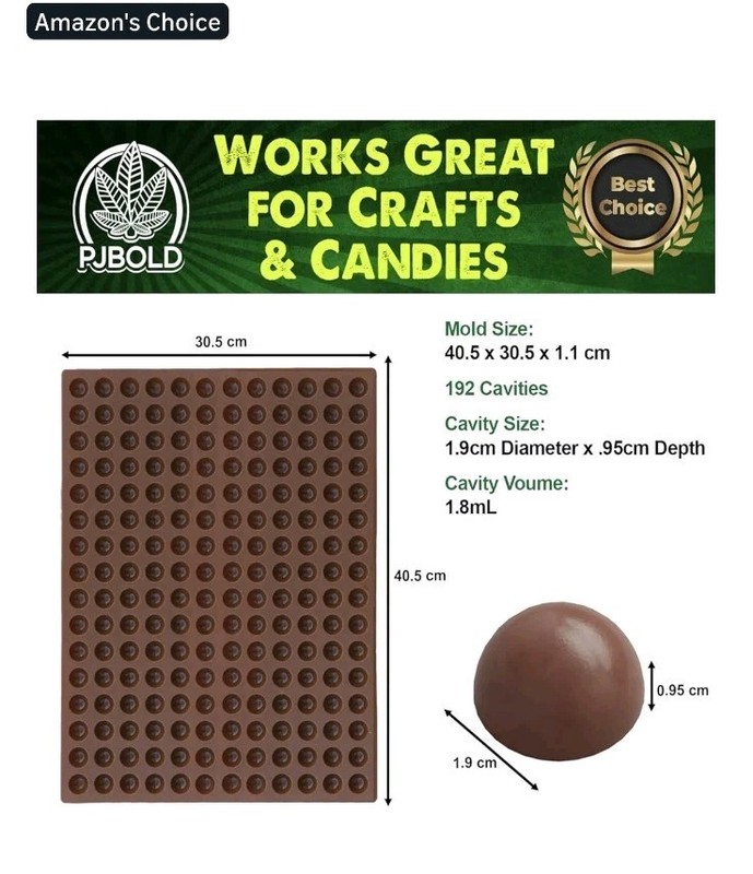 PJ Bold Silicone Gum Drop Candy Mold - Brown 192 Cavities Half Sheet NEW DEAL! gallery