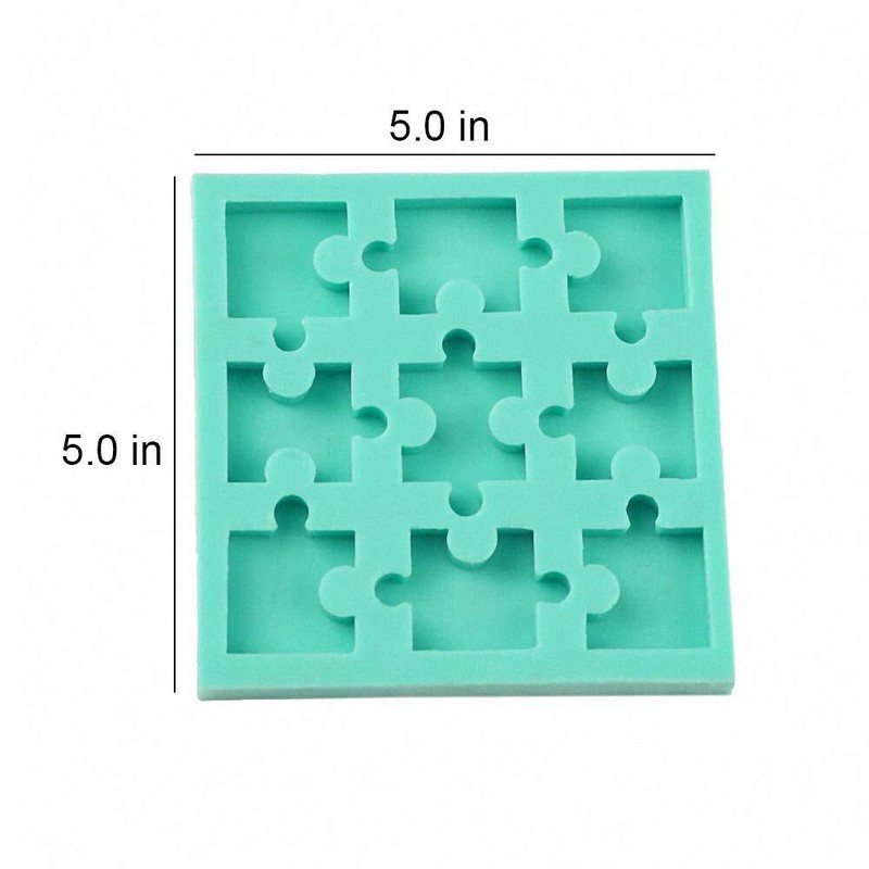 9-Cavity Puzzle Piece Silicone Resin Molds for Fondant Chocolate Candy Keychains gallery