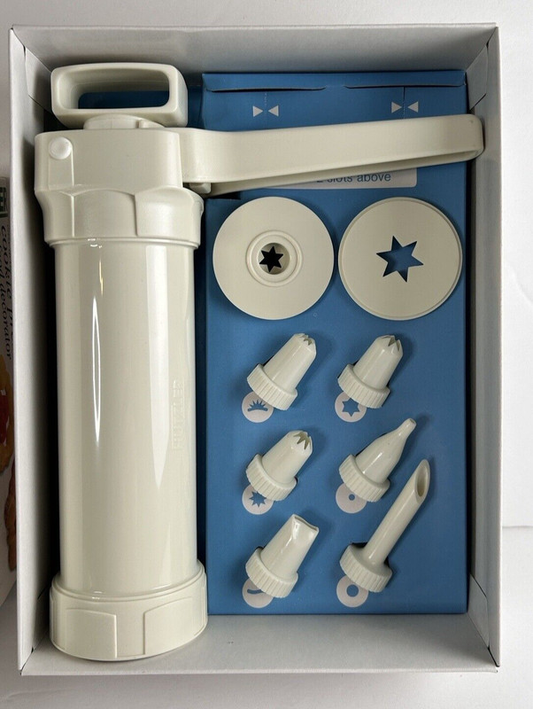 Cookie Press & Food Decorator Hutzler New Open Box Complete Retro Holiday Baking gallery