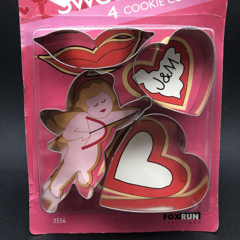 New Fox Run Sweethearts Metal Cookie Cutters Set of 4 Lips Hearts Cupid #3556 gallery