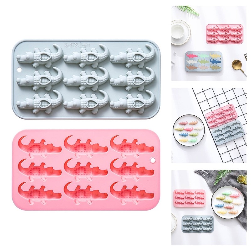 Multipurpose Crocodiles Shaped Silicone Mold Set 9 Cavities Baking Freezing Safe gallery