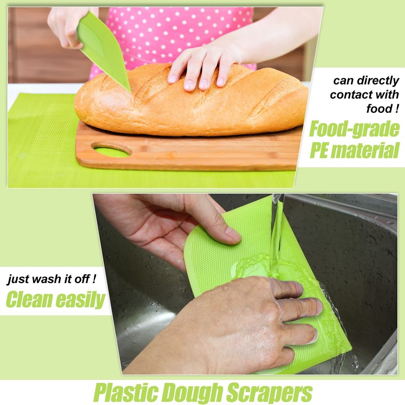 Plastic Dough Scraper 4 Pack with Printed Scale - Ideal for Baking and Cooking gallery