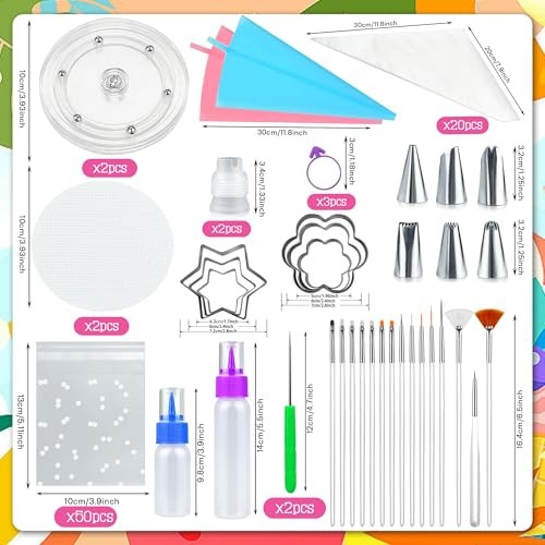 112 PCS Cookie Decorating Kit Supplies Including Acrylic Turntable Brushes gallery