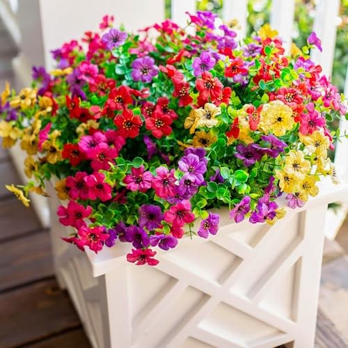 florisso Artificial Flowers for Outdoors Daisy 12 Purple Pink Yellow Red gallery