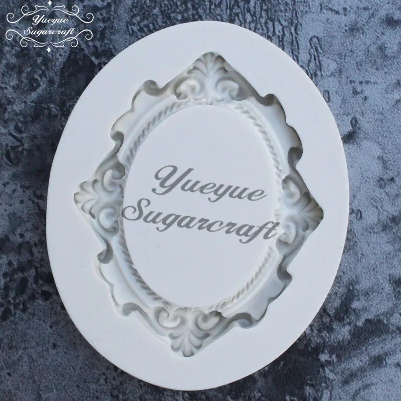 Baroque Scroll Sugarcraft Mirror Picture Frame Silicone Mold Fondant Lace Mould gallery