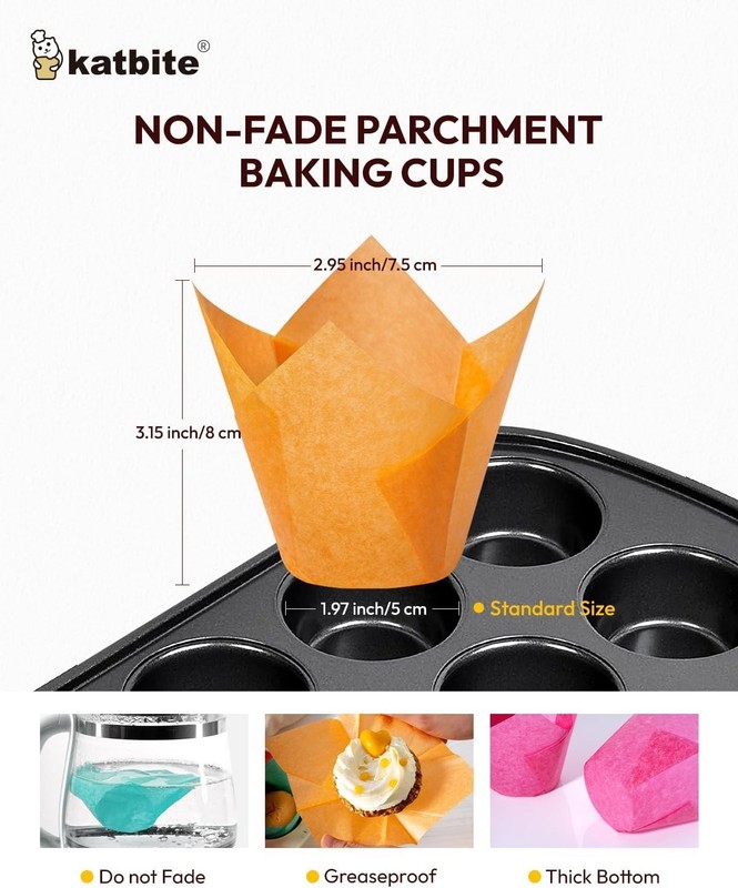 Disposable Tulip Cupcake Wrappers 200PCS - Easy Cleanup for Every Occasion gallery