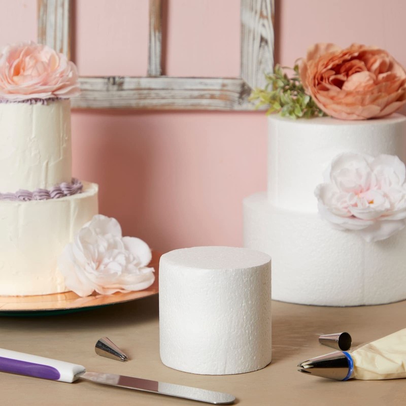 Fake Cake Dummy Set - 10.8 in Tall, 3-Tier Round White Foam - for Fake Birthd... gallery