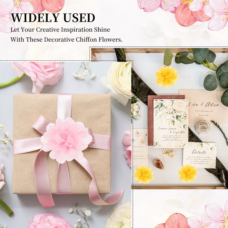 12Pcs 2" Chiffon Flowers Sewing Fabric Flower Appliques for Crafts Pink gallery