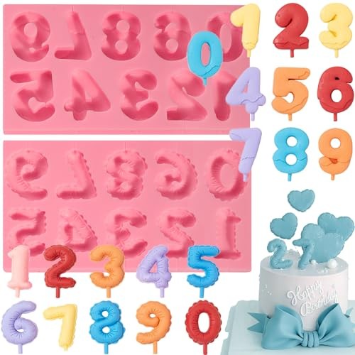 2pcs Large Luxury Silicone Number Molds 0-9, Chocolate Number Baking Molds, gallery