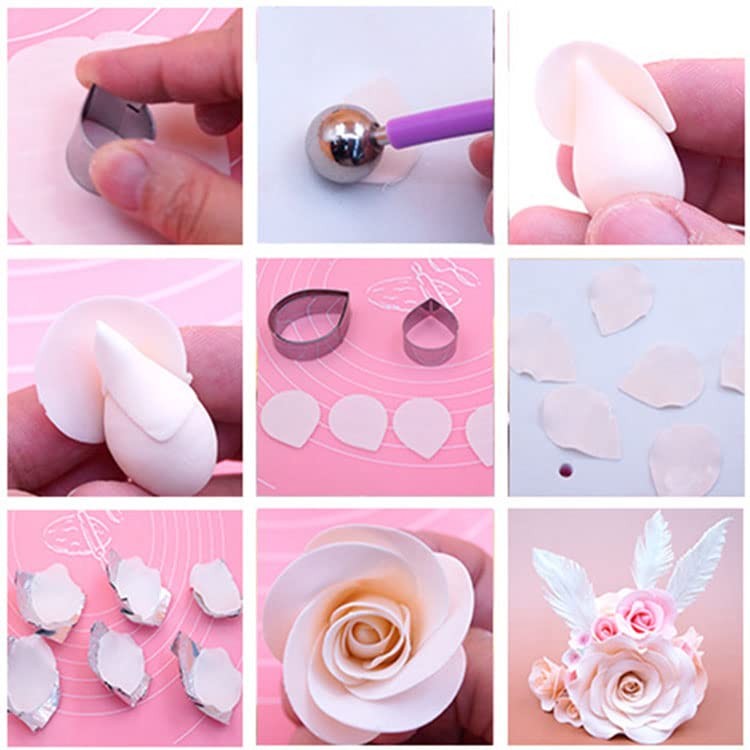 17pcs Cake Fondant Petal Cutters set,Stainless Steel Rose&peony flower leaf c... gallery
