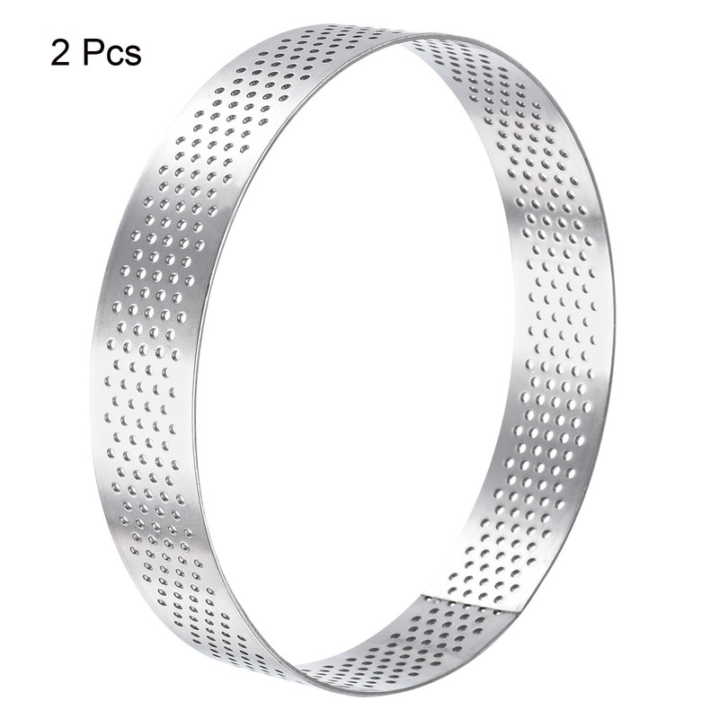 2pcs Stainless Steel Cake Rings 3.9" Perforated Cake Mousse Ring Baking Tools gallery