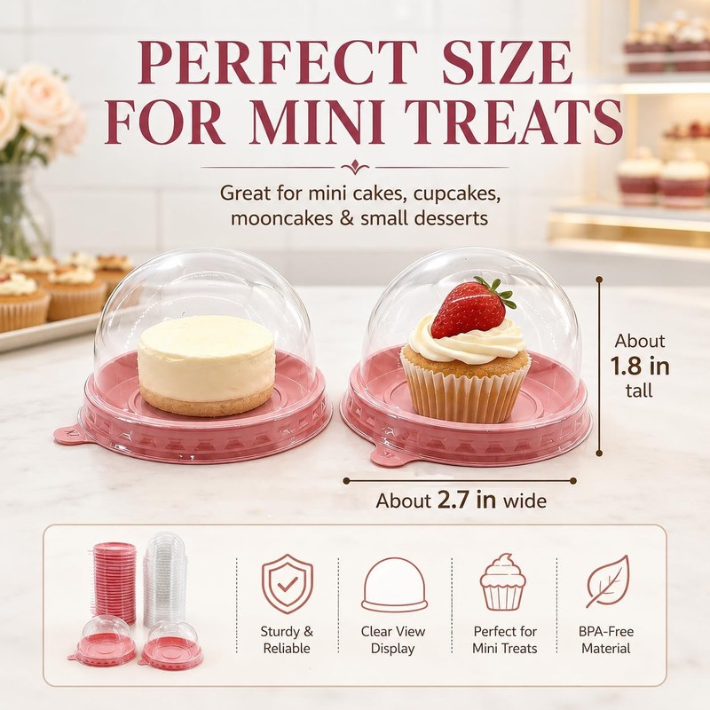 50 Set Mini Cupcake Container Mooncake Boxes Cupcake Box Muffin Pod Dome Cont... gallery