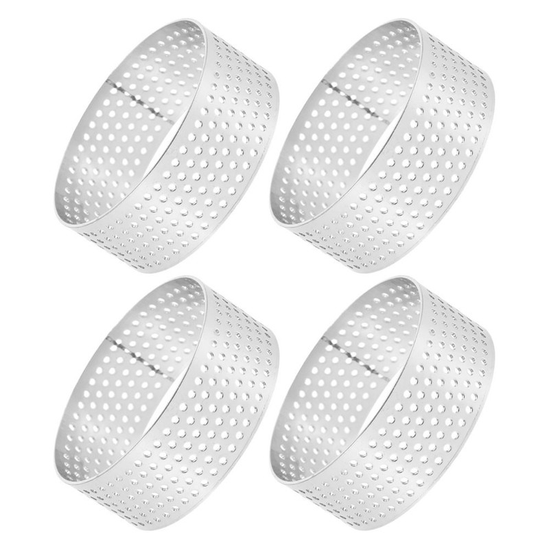 4pcs Perforated Tart : Stainless Steel Cake 2 Inch Round Mousse Molds gallery