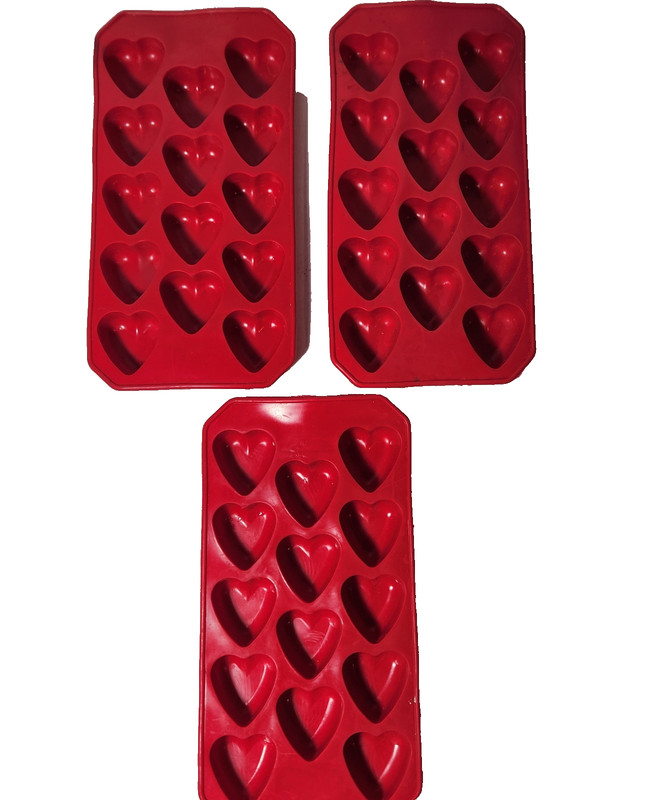 Silicone Mini Hearts Mold Lot of 3 Red 14 Pcs Each 1.25 Inch Non Stick gallery