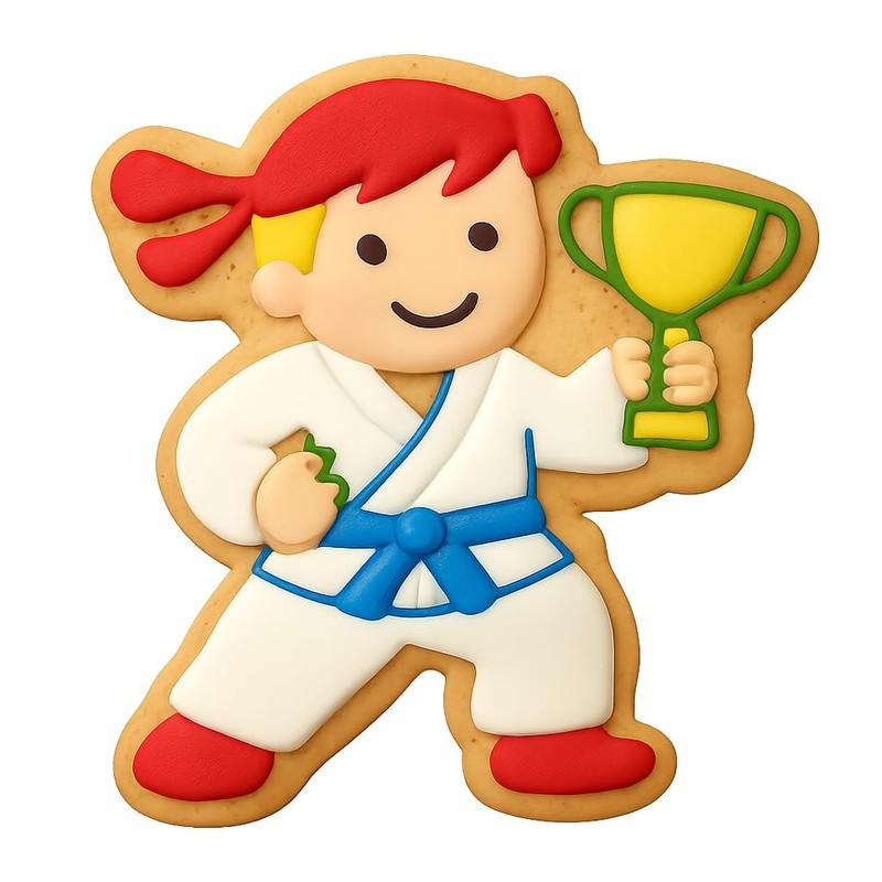 Karate Boy with Trophy Cookie Cutter & Stamp, Fondant & Clay - 4x3.1 gallery