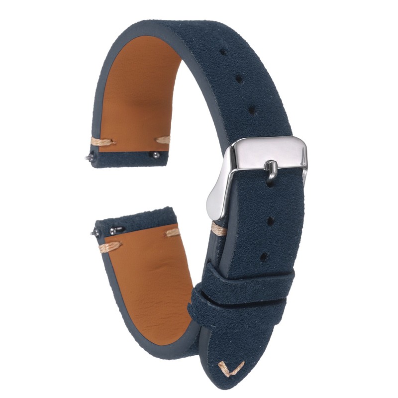 14mm Dark Blue Quick Release Suede Watch Strap
