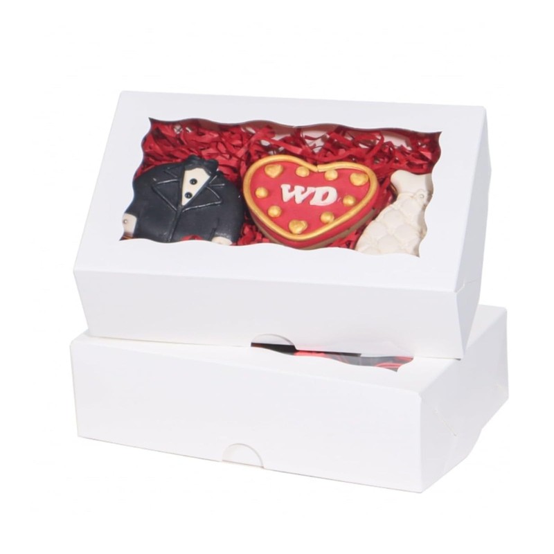 White Bakery Boxes with Window 20 PCS 7×4.33×1.5 Inch for Macaron Cookies