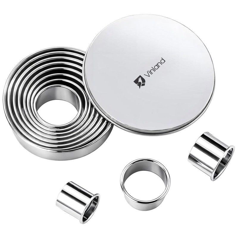 12 Pcs 304 Stainless Steel Biscuit Cutter Set – Round Cookie Cutters for Baki…