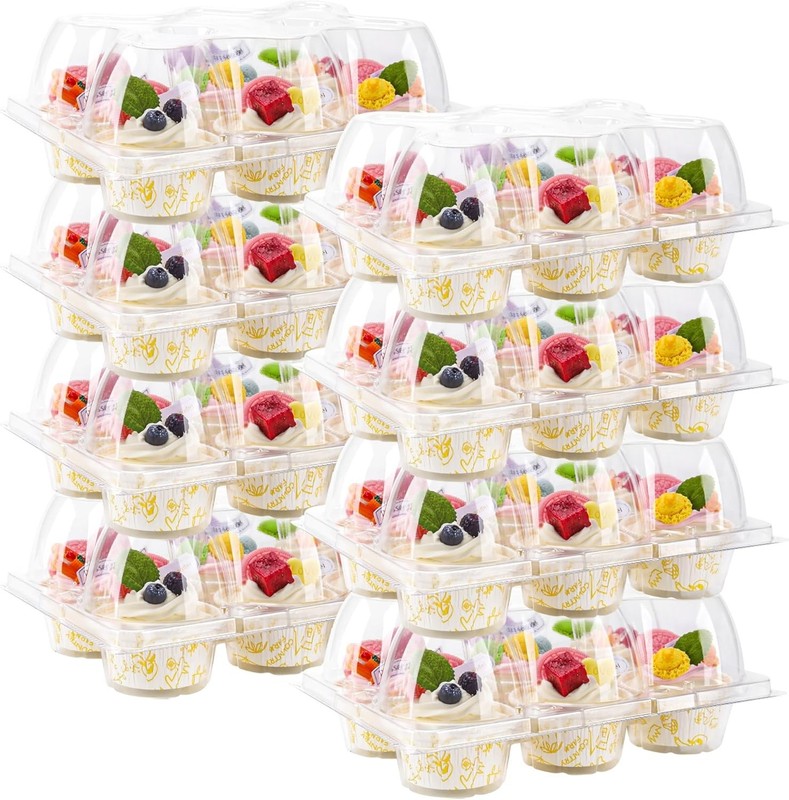 6 Count Cupcake Containers 30 Pack Cupcake Holders Clear Plastic Stackable Cu... gallery