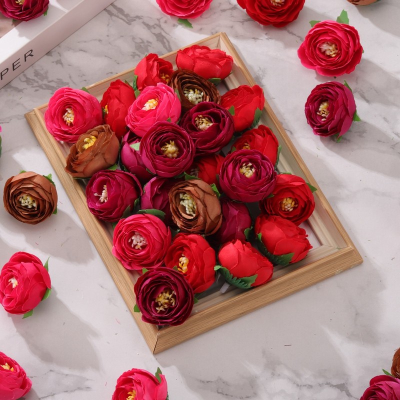 30pcs Artificial Camellia Flower Heads1.2" Silk Fake camellia Heads Coffee gallery