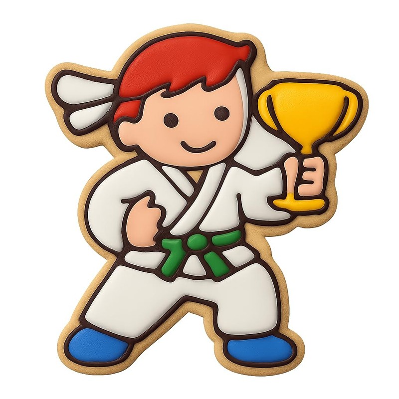 Karate Boy with Trophy Cookie Cutter & Stamp, Fondant & Clay - 4x3.1 gallery