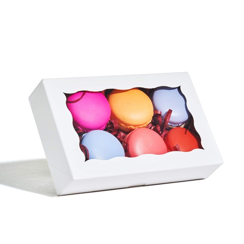100 Pack Auto-Popup 7 x 4 3/8 x 1 1/2 Cookies boxes for 2 Macaron Boxes White... gallery