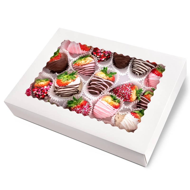 12 Pack Large Cookie Boxes with Window, 16x11x2.5 Inches Auto-Popup Bakery Bo...
