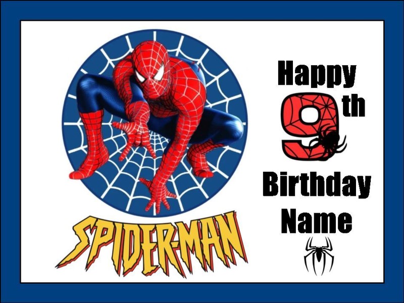Spiderman Edible Icing Cake Topper - Custom Age Birthday Decoration - Superhero gallery