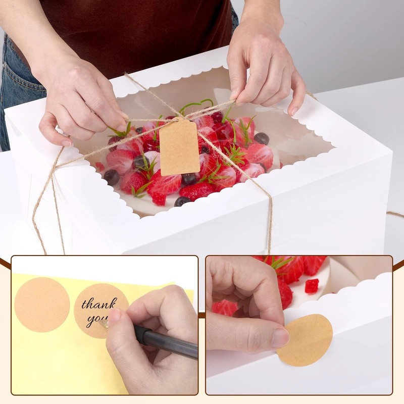 30 Pcs Cake Boxes 12x12x8 Inch White Bakery Boxes with Window Cake Containers... gallery
