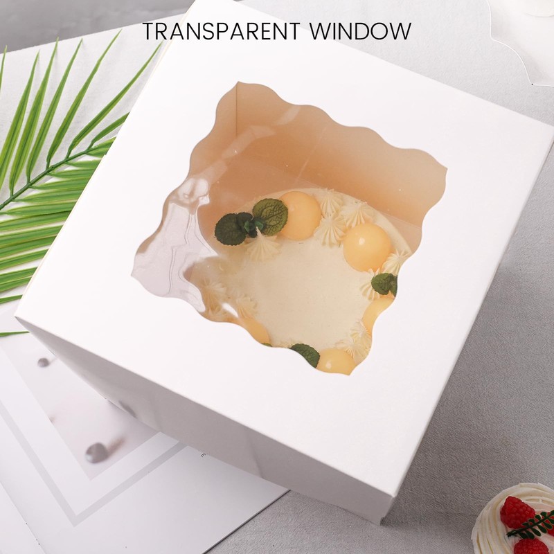 2 PCS Cake Boxes With Window 8x8x8 Inch White Bakery Container Birthday gallery