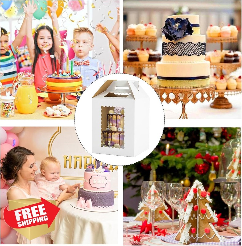 Yinlinsta 3 Pack White 12x12x14 Inch Tall Cake Boxes gallery