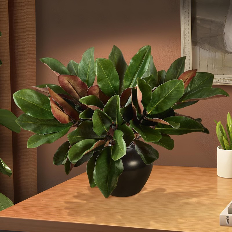 Obdxzhc 6 Pcs Magnolia Artificial Leaves Branches 22 Inch 3D Real Touch Faux gallery