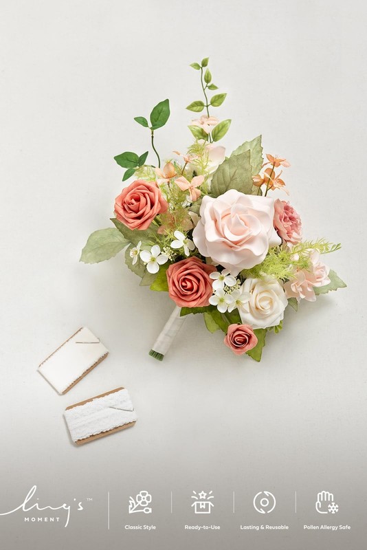 Ling'S Moment Lings Moment Pink Artificial Wedding Flower Bouquets For gallery