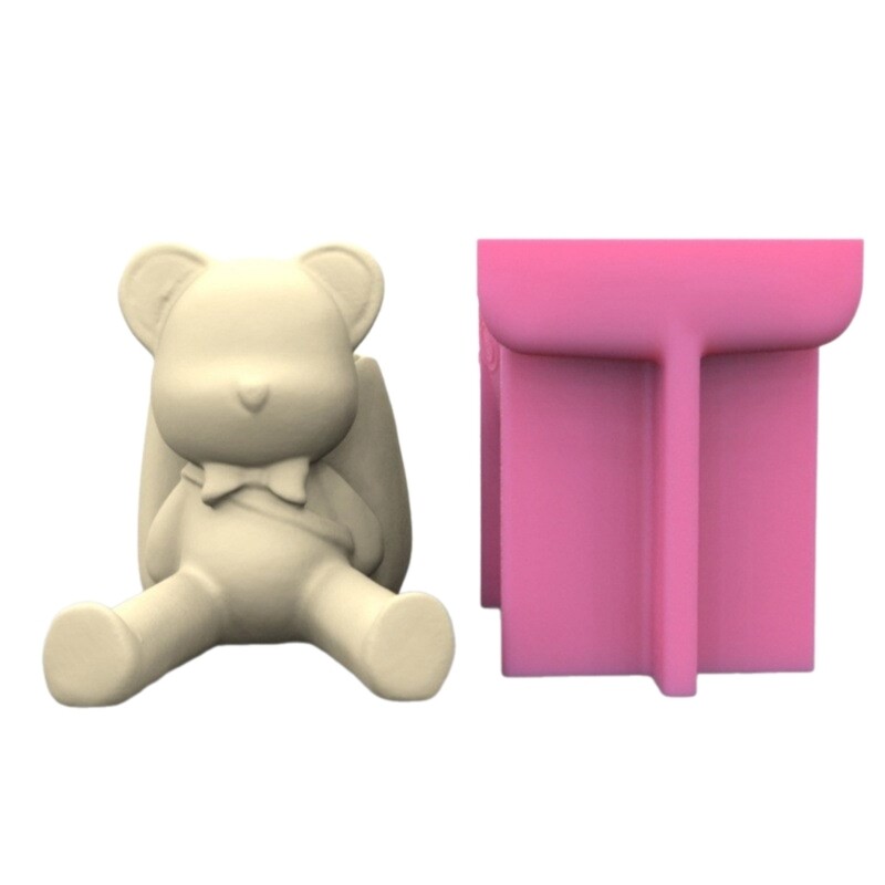 Planter Vase Mould Bear with Bag Shaped Cements Molds Silicone Material