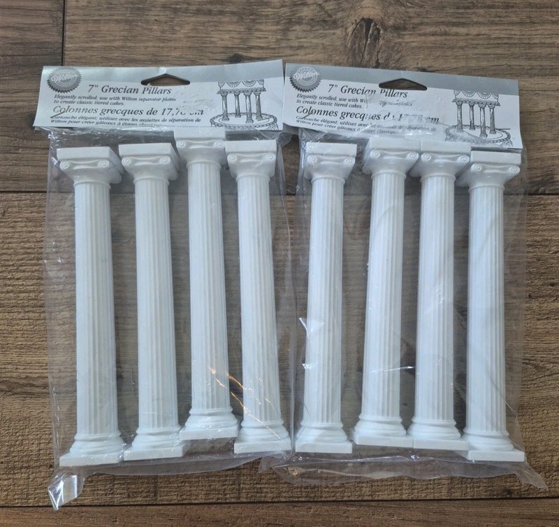 Wilton Cake Deco 2x4 12 3/8 Long Dowel Rods 2x4 pc 3+5+7 Inch Grecian Pillars gallery
