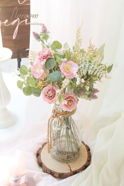 Artificial Greenery Stems Box Set, 45pcs with 6 Kinds of Dusty Rose & Green gallery