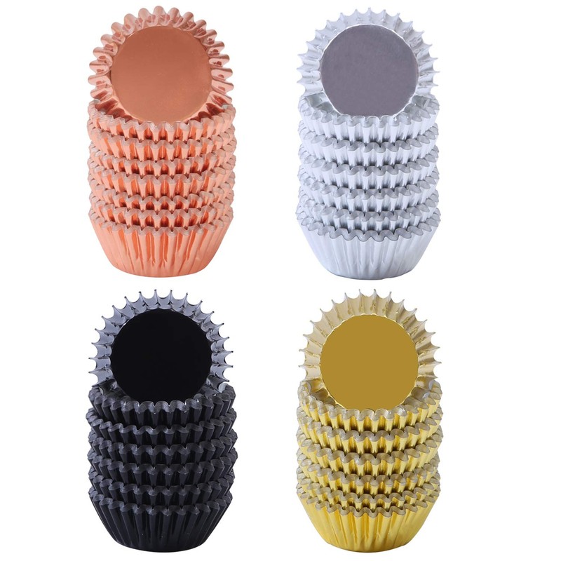 600 PCS 1.25 Inch Foil Metallic Mini Cupcake Liners Muffin Paper Baking Cups