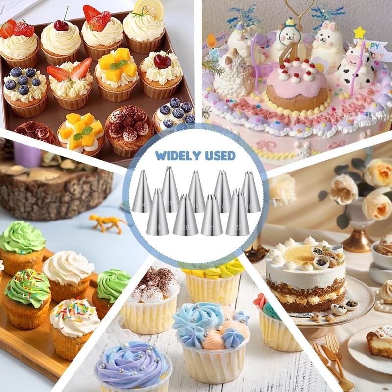 9 PCS Stainless Steel French Star Icing Piping Tip Cake Decor Tool Set gallery