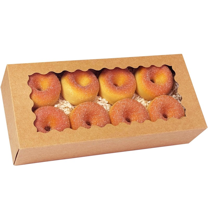 30 PCS Auto Pop Up 12×5.5×2.5 Inch Brown Cookie Box With Window Pastry