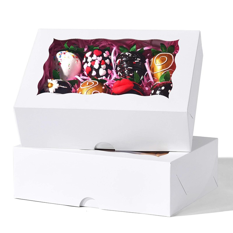 8x6x2.5 Inch 50PCS Baking Boxes with Window for Pastry Treat Macaron Dount