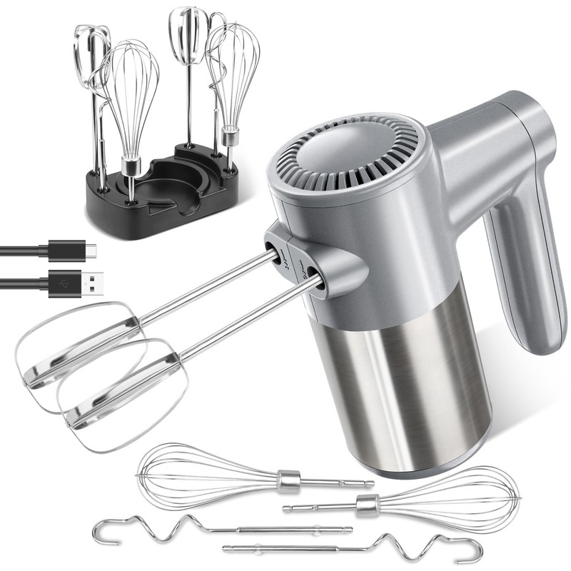 Cordless Electric Hand Mixer, 7 Speed Rechargeable Wireless Handheld Mixer wi…