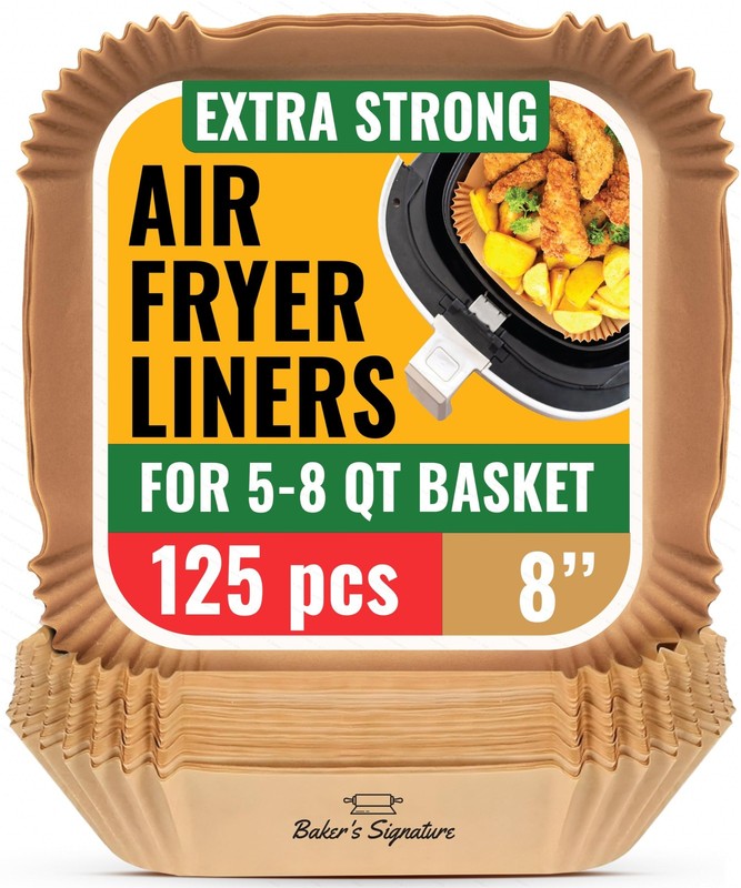 Air Fryer Paper Liners, 125Pcs Disposable 8″ Square, Square
