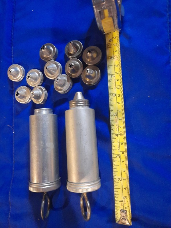 2 Vintage Aluminum Mini Cookie & Cake Decorator Piping Tools with 12 Tips