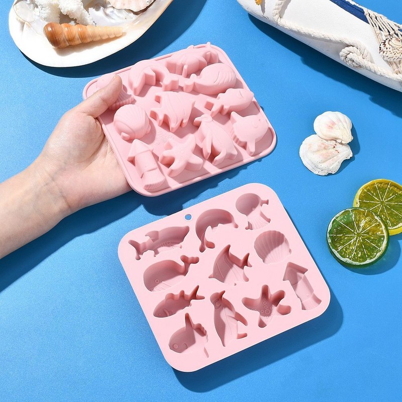 2x Silicone Sea Animal Mold Ocean Fish Starfish Dolphins Mold for Cake Chocolate gallery