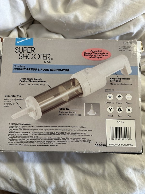 Proctor Silex Super Shooter Plus Cordless Cookie Press & Food Decorator (G0123) gallery