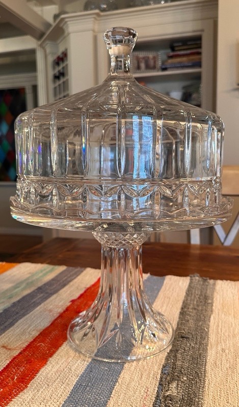 Godinger Olympia Collection Crystal Domed Cake Stand 24% Lead Crystal 17” Tall