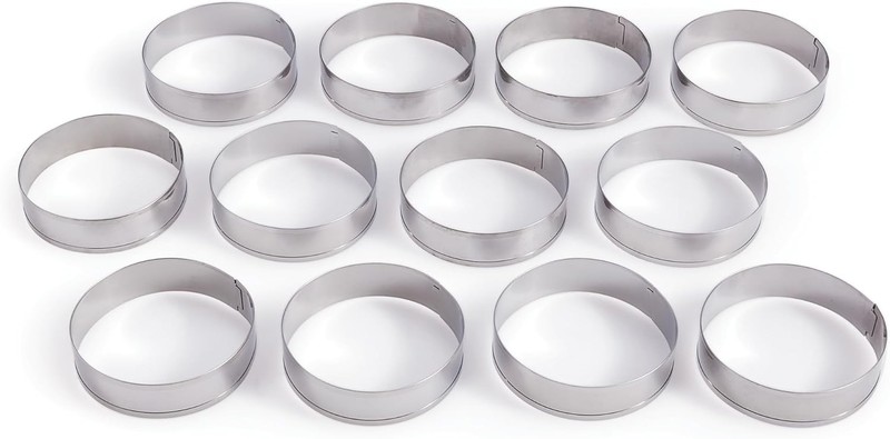Baking Company English Muffin Rings, Stainless Steel, Round Set Of 12 For Cookin gallery