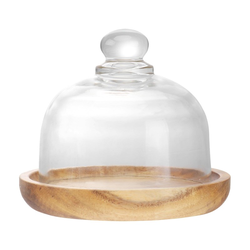 Cake Stand with Dome Lid: 10.5cm/4.13inch Mini Cake Stand with Lid Wooden Tra…