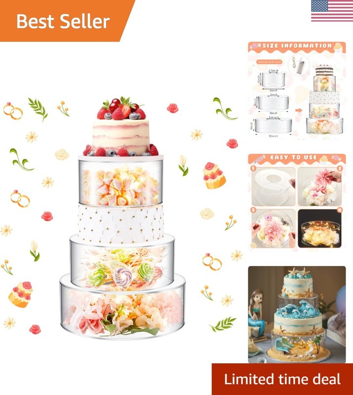 Versatile 3-Tier Fillable Acrylic Cake Risers with LED Lights for Party Decor
